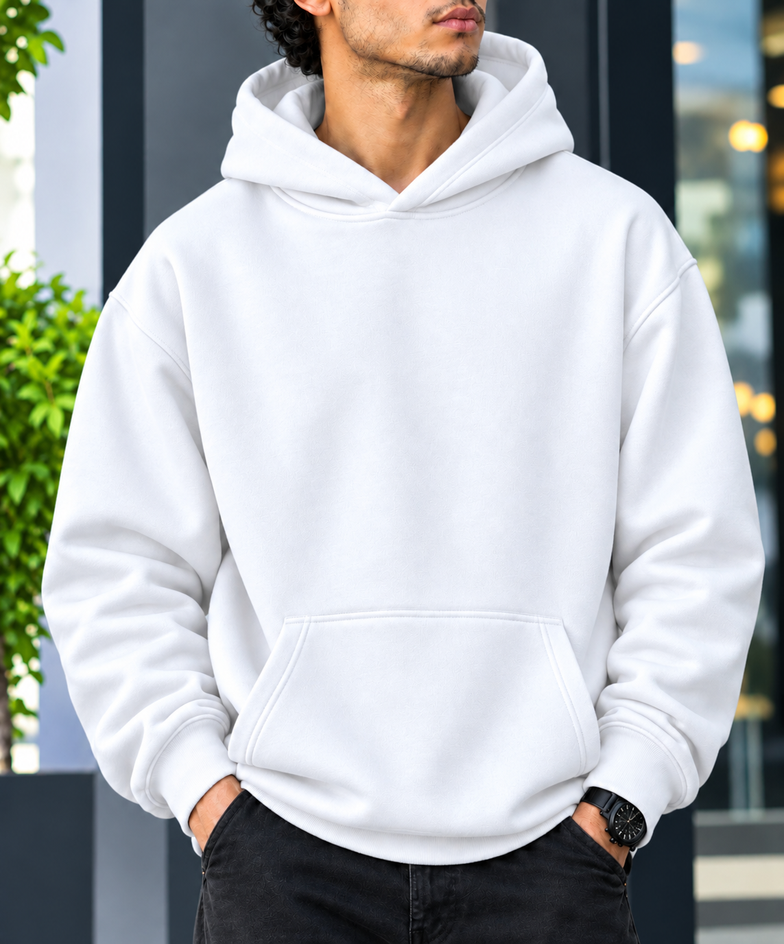 Premium Hoodie White (Drop Shoulder)