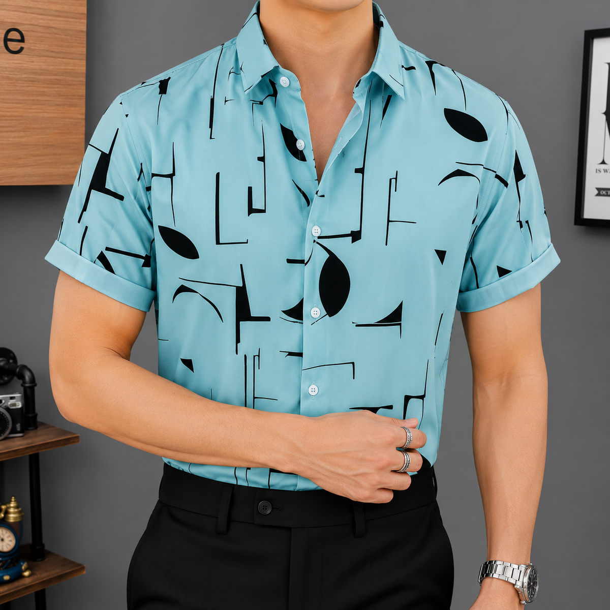 China Micro Half Sleeve Shirt For Men,s ( 6 colors available)