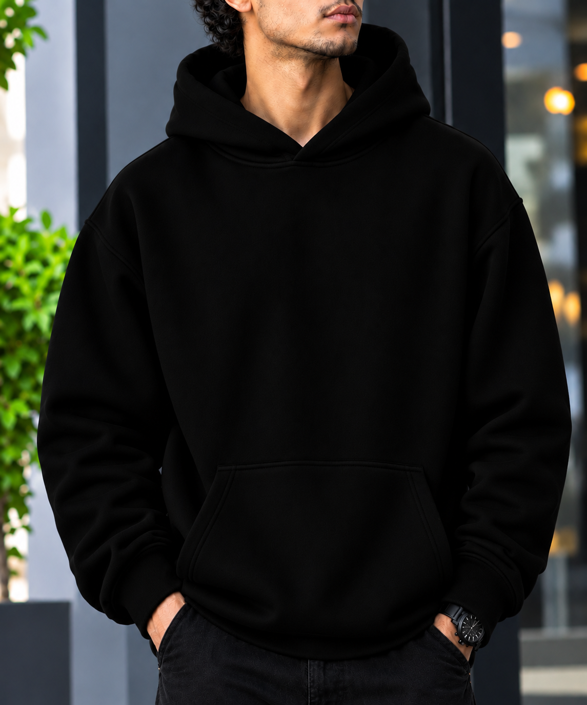 Premium Hoodie BLACK  (Drop Shoulder)