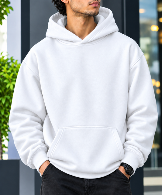 Premium Hoodie White (Drop Shoulder)